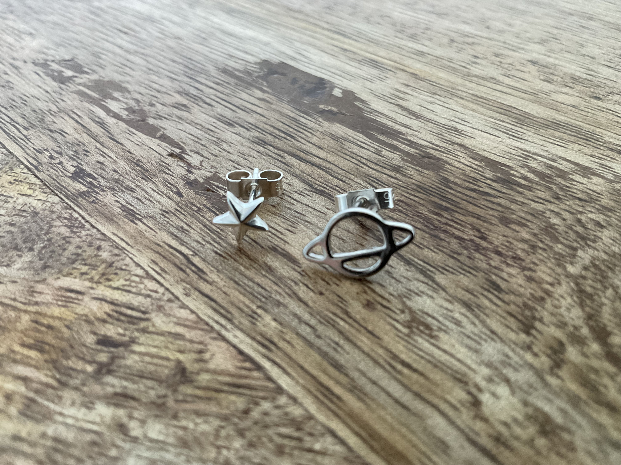 Planet & Star Stud Earrings - Click Image to Close